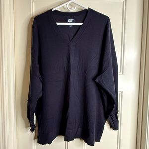 NWOT Women’s Lands End Navy V-Neck Sweater, 3X